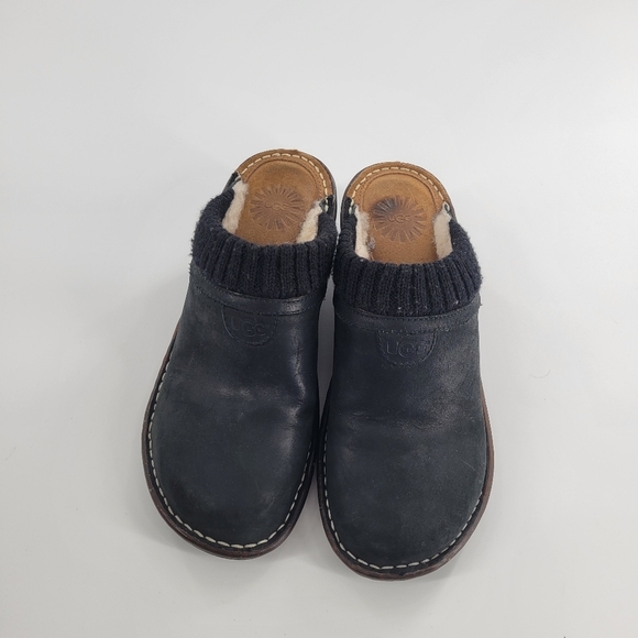 ugg Shoes - Ugg Black Leather Clogs Mules sz 7